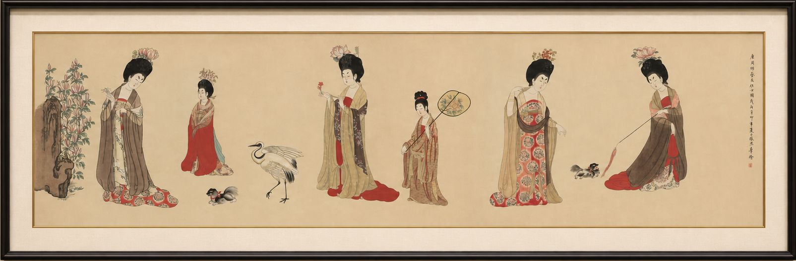 工笔《簪花仕女图》