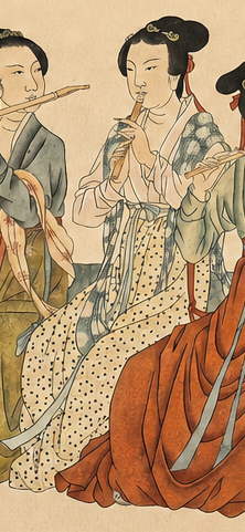 《乐女吹奏图》作品细节 3
