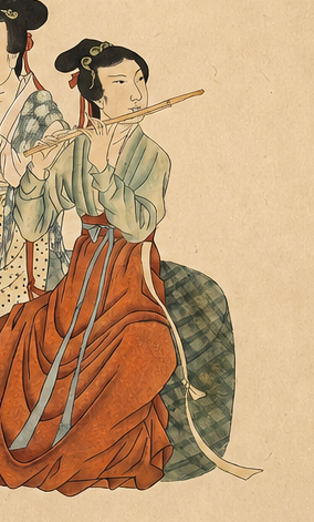 《乐女吹奏图》作品细节 4
