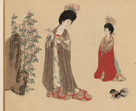 《簪花仕女图》作品细节 1